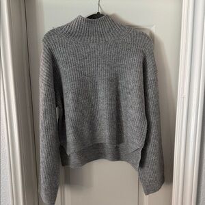 Topshop Crop Funnel Neck Cozy Gray Turtleneck Sweater